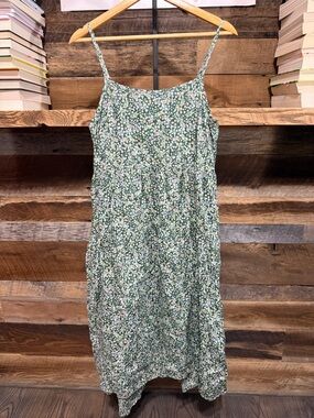 Carve Designs Green Floral Dress with White Accents
